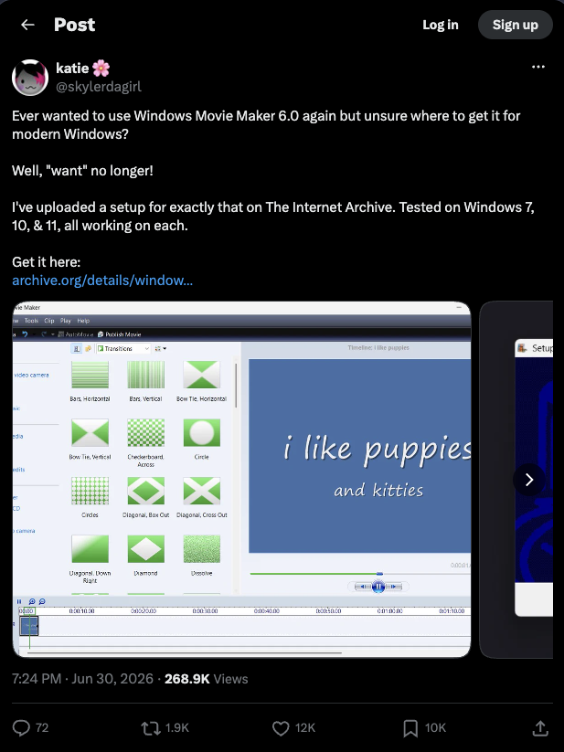 Bài đăng X về Windows Media Player